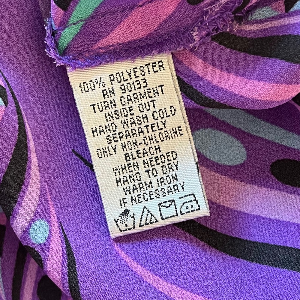 Bob Mackie Wearable Art Purple Teal Abstract Geometric Long Sleeve Tunic Top L - Picture 10 of 11